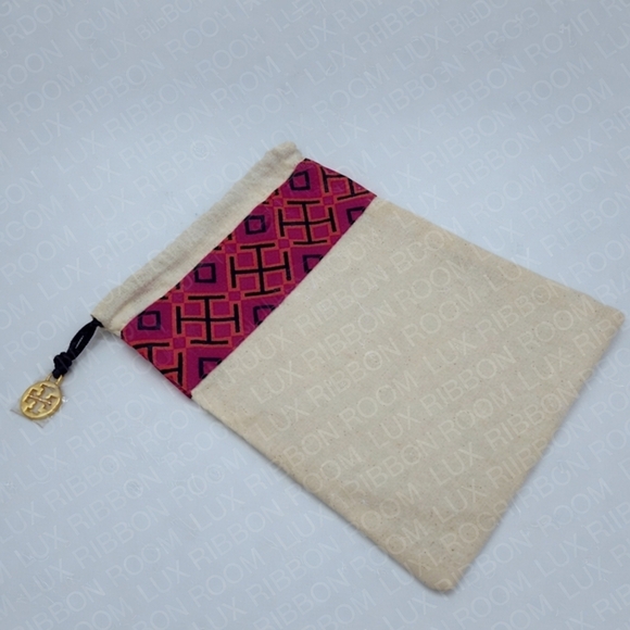 Tory Burch Accessories - Tory Burch Geo Print Canvas Drawstring Pouch Dust Bag Pink Orange Navy Purple